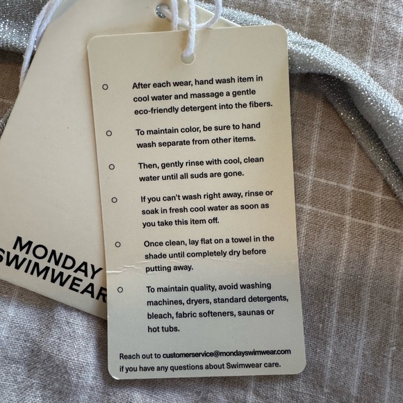 Monday Swimwear Cala Roja Top and Bottom in Soft Silver Shimmer Size Medium - Picture 9 of 10